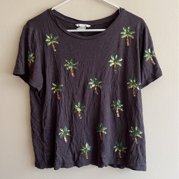 H&M Tops - H&M Palm Tree Sequin Top